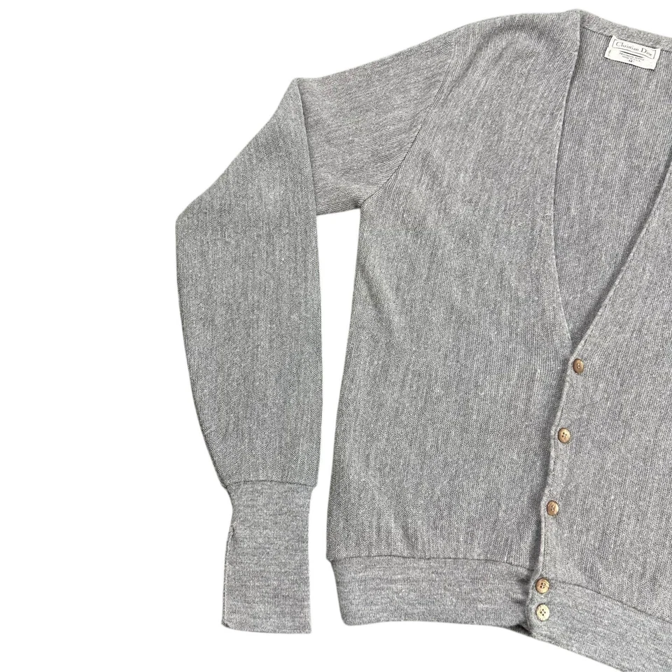 Vintage Christian Dior Sweater Mens Medium Cardigan Knit Orlon Acrylic USA 80s - Image 3 of 4