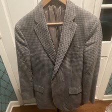 Brooks Brothers 1818 42R Gray Check Wool Tweed Suit 2-Button Notch 34W
