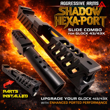 AGGRESSIVE ARMS SHADOW HEXA-PORT COMPLETE BLACK PORTED SLIDE BARREL GLOCK 43 43X