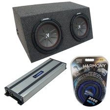 Car Stereo Hatchback Sealed Dual 15" Kicker CompR CWR15 Sub Box HA-A1500.1 Amp