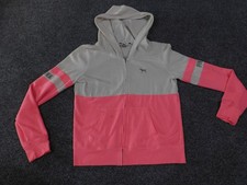 PINK Victoria's Secret Hoodie Womens Medium Gray Pink Colorblock Zip Up Sweatshi
