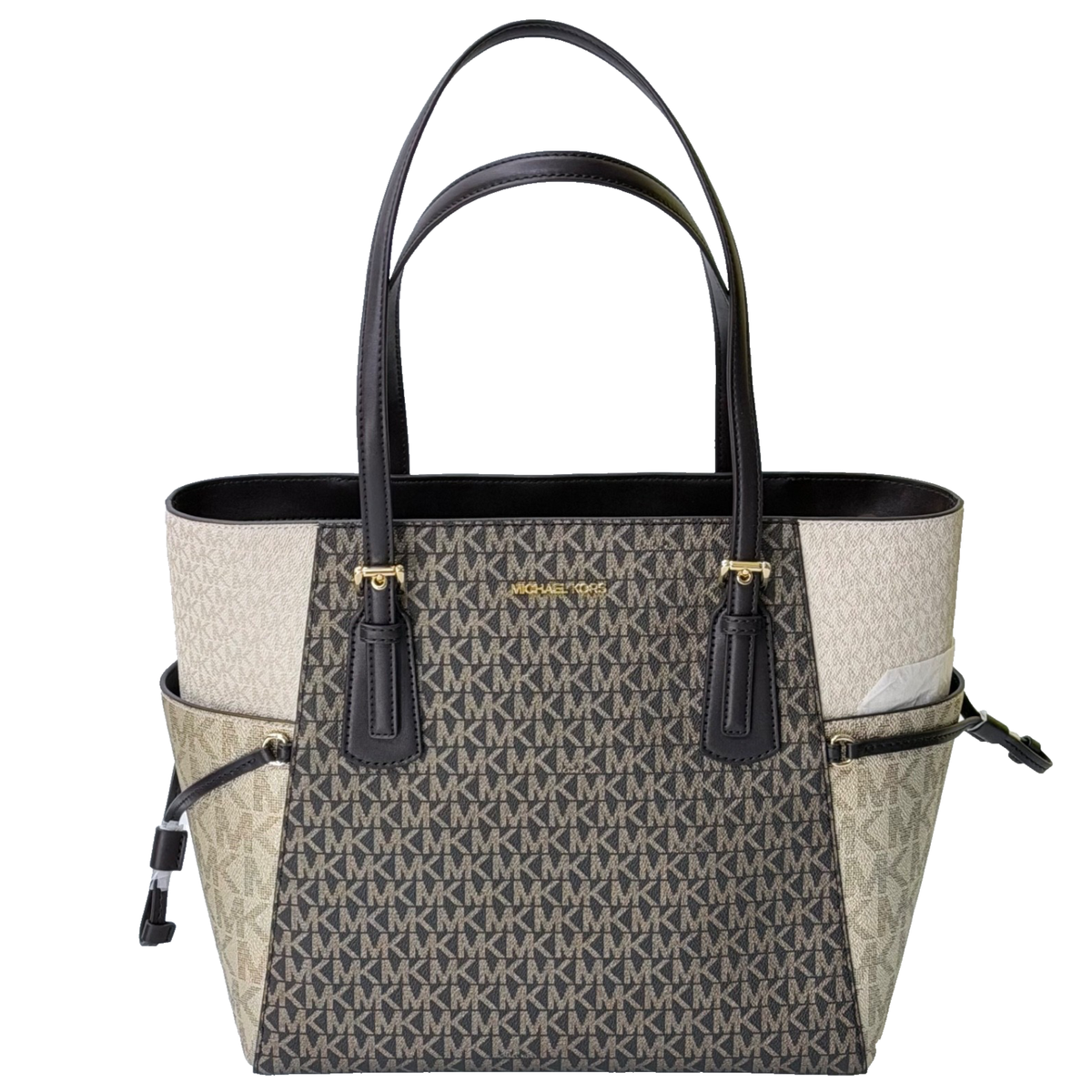 Michael Kors MKロゴトートバッグ Michael Kors Voyager Large Tote MK Signature Logo Bag Brown Multi