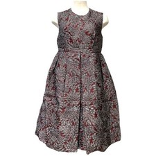 Dolce Gabbana Acetate Blend Jacquard Brocade Sleeveless Dress 40 Bordeaux Silver