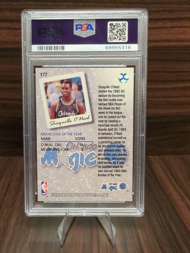 1993-94 Upper Deck Season Leaders ROY Shaquille O'Neal #177 PSA 9 - Picture 2 of 2