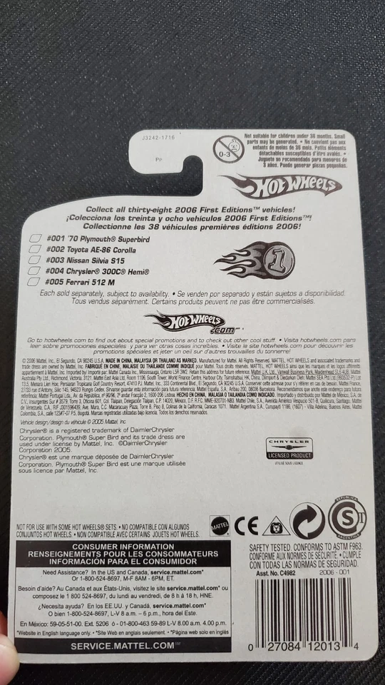 Hot Wheels '70 ⭐️Plymouth Superbird⭐️ - 2006 Primera Edición #1/38 Coleccionista #001 Foto 3 de 3