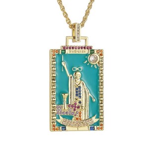 Authentic Tarot Cards Necklace for Women Dainty 14K Gold Plated Cubic Zirconia Fortun - 13