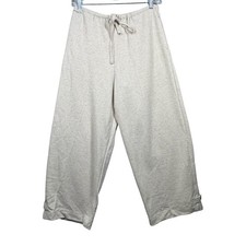 Lauren Ralph Lauren Linen Cotton Blend Knit Crop Wide Leg Pants Small Natural