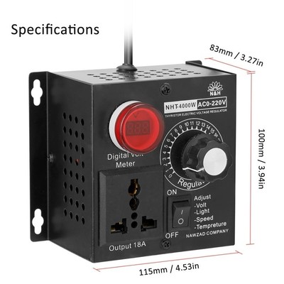 Voltage Regulator DXT-4000W Variable Voltage Controller 220V Adjustable Dimmer