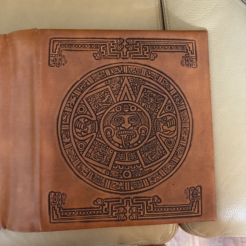 Vinyl PORTFOLIO CASE Aztec Style Faux Carved By National
