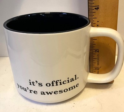 Threshold by Target White Stoneware Coffee Mug ''You're Awesome'' Blue inside 3.5H