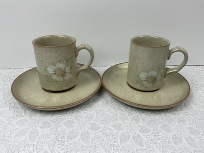 Denby Daybreak 2 x Demitasse Espresso Kaffeedosen & Untertassen Top Zustand