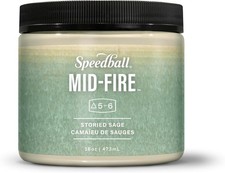 Speedball Mid-Fire Glaze, Storied Sage, 16 Ounce Jar for Pottery and 16 Fl Oz