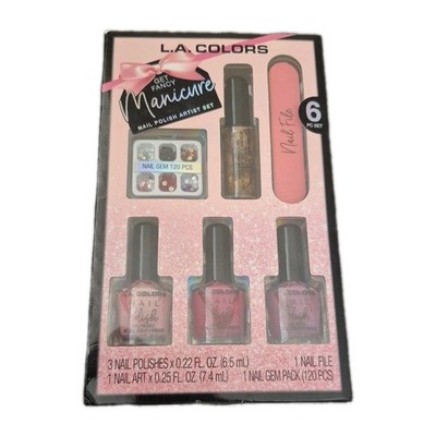 LA Colors Get Fancy Manicure Nail Polish Artist 6 PC Set 120 PCS Nail Gems File 