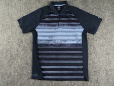Oakley Polo Shirt Mens Large Blue Striped Hydrolix Regular Fit Performance