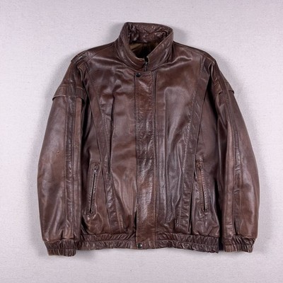VTG Nahka-Asu Leather Jacket Mens Size 50 (US 40/Medium) Brown Made in Finland