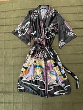 Women  s Satin/Silk Japanese Inspired Long Kimono Robe Size XL