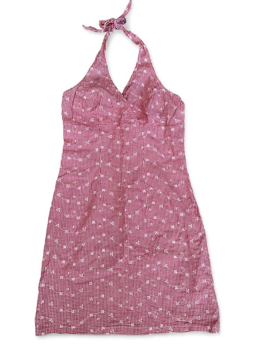 Vintage Red Gingham Halter Mini Dress (Y2K Cottagecore) | eBay