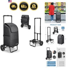 2 in 1 Shopping Carts for Groceries, 330 lbs Grocery Cart on Wheels, Foldable...