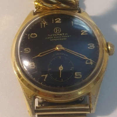 Vintage Men's Watch ''B''MAG Automatik German Manufacture 28040 Black Face 21Js