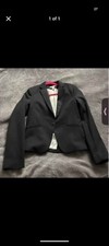 Women's Black Notch Lapel One-Button Single-Breasted Blazer Suit Jacket, Lined