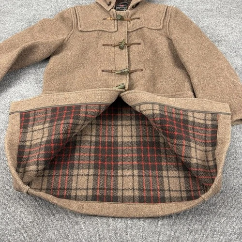 Vintage Gloverall Original English Duffle Coat Brown Wool Hooded Toggle Size 36 image 5