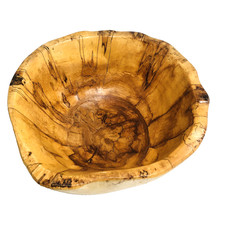 Alaskan Carved Wooden Bowl Spalted Maple Wood Marked Natural Edge 9.5 x 4.5"