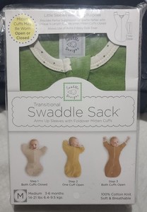 SwaddleDesigns Transitional Swaddle Sack Arms Sleeves/ Foldover Mitten Cuff Sz M