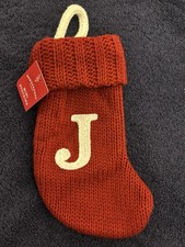 New Letter J Wondershop Monogram Mini Christmas Stocking Initial Red Knit