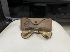 Vtg Bausch  Lomb B l Ray Ban Leathers USA Aviator Changeable Brown Sunglasses