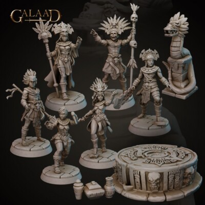 Aztec Temple Service, Galaad Miniatures, DND Sorcerer's, Shamans and Bodyguards