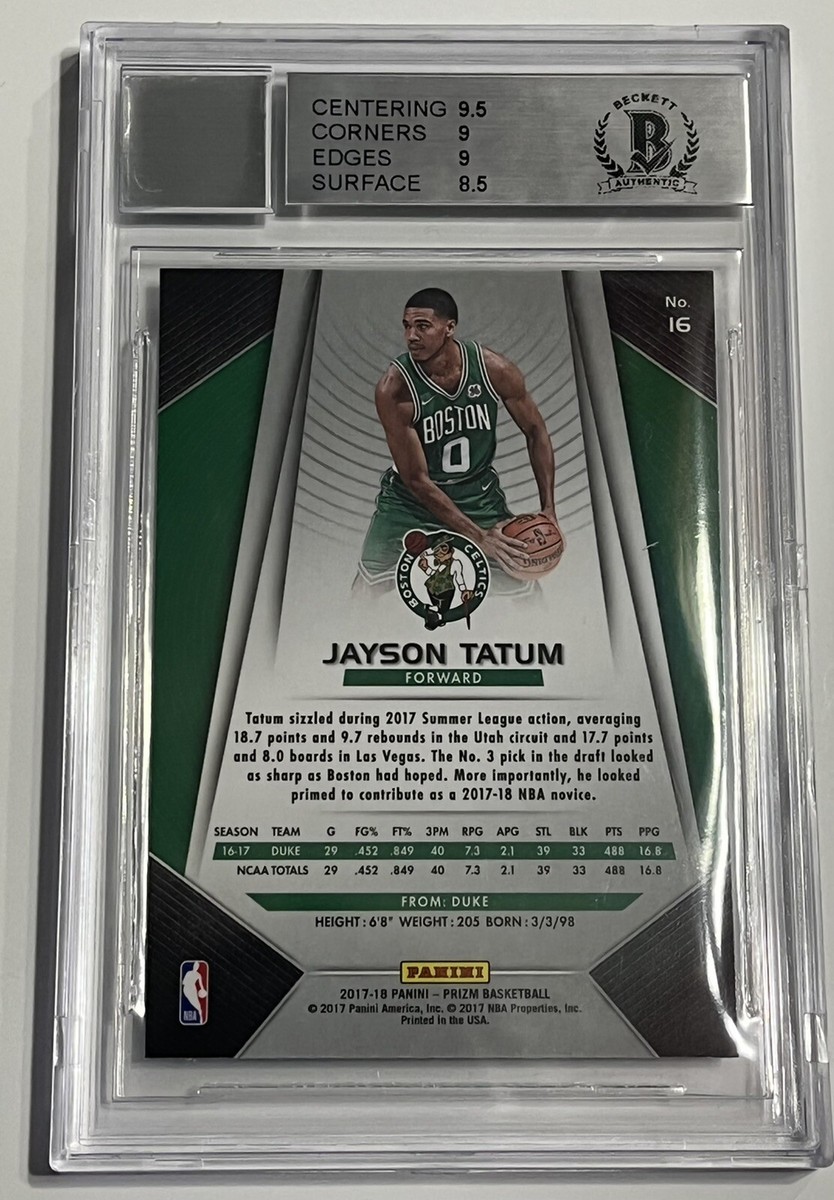 Jayson Tatum Signed 2017-18 PaninI Prizm #16 RC Rookie BGS 9