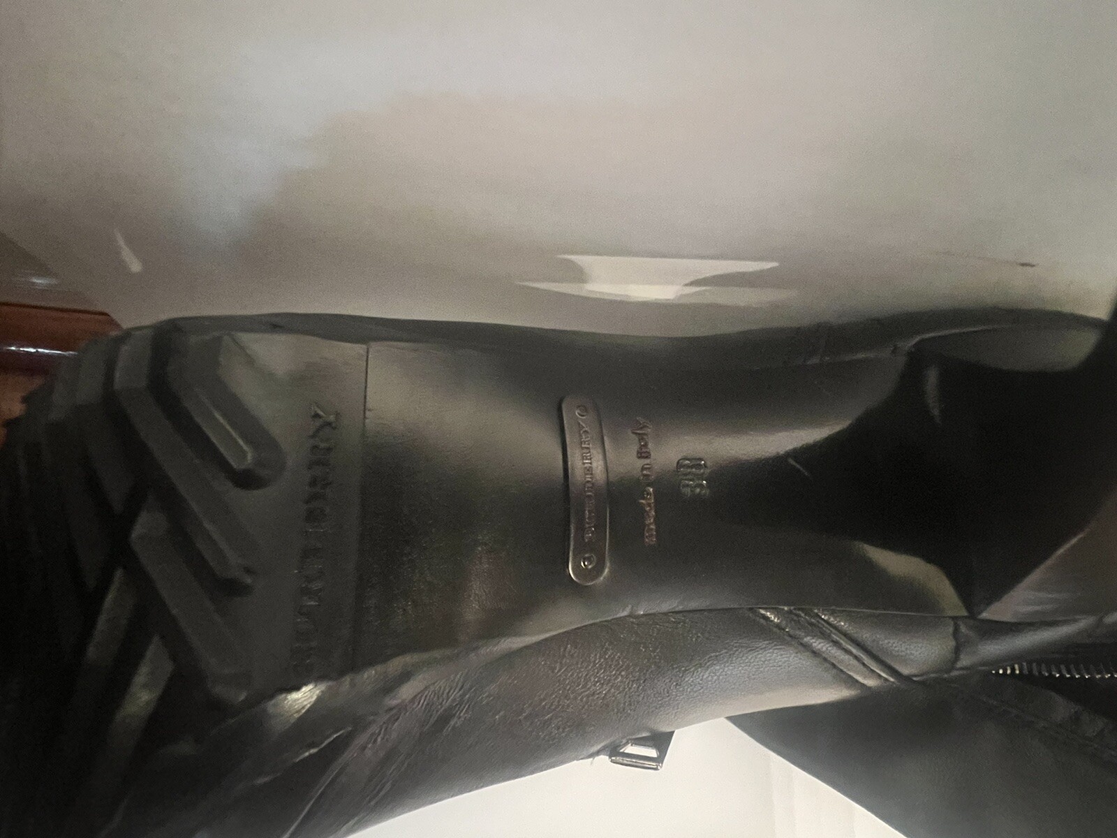 Black Burberry platform thigh high stiletto boots image 3