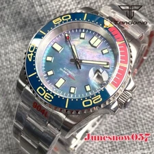 Tandorio 40MM Mother of Pearl Black Dial Lume Japan NH35A Mechanical Men's Watch