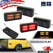 For 68-72 Chevy Gmc Ck Trucks Smoke Front Rear Amber Red Led Side Marker Lights