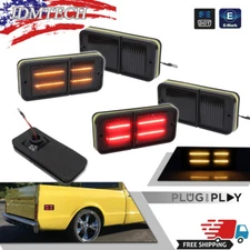 For 68-72 Chevy GMC C/K Trucks Smoke Front Rear Amber Red LED Side Marker Lights