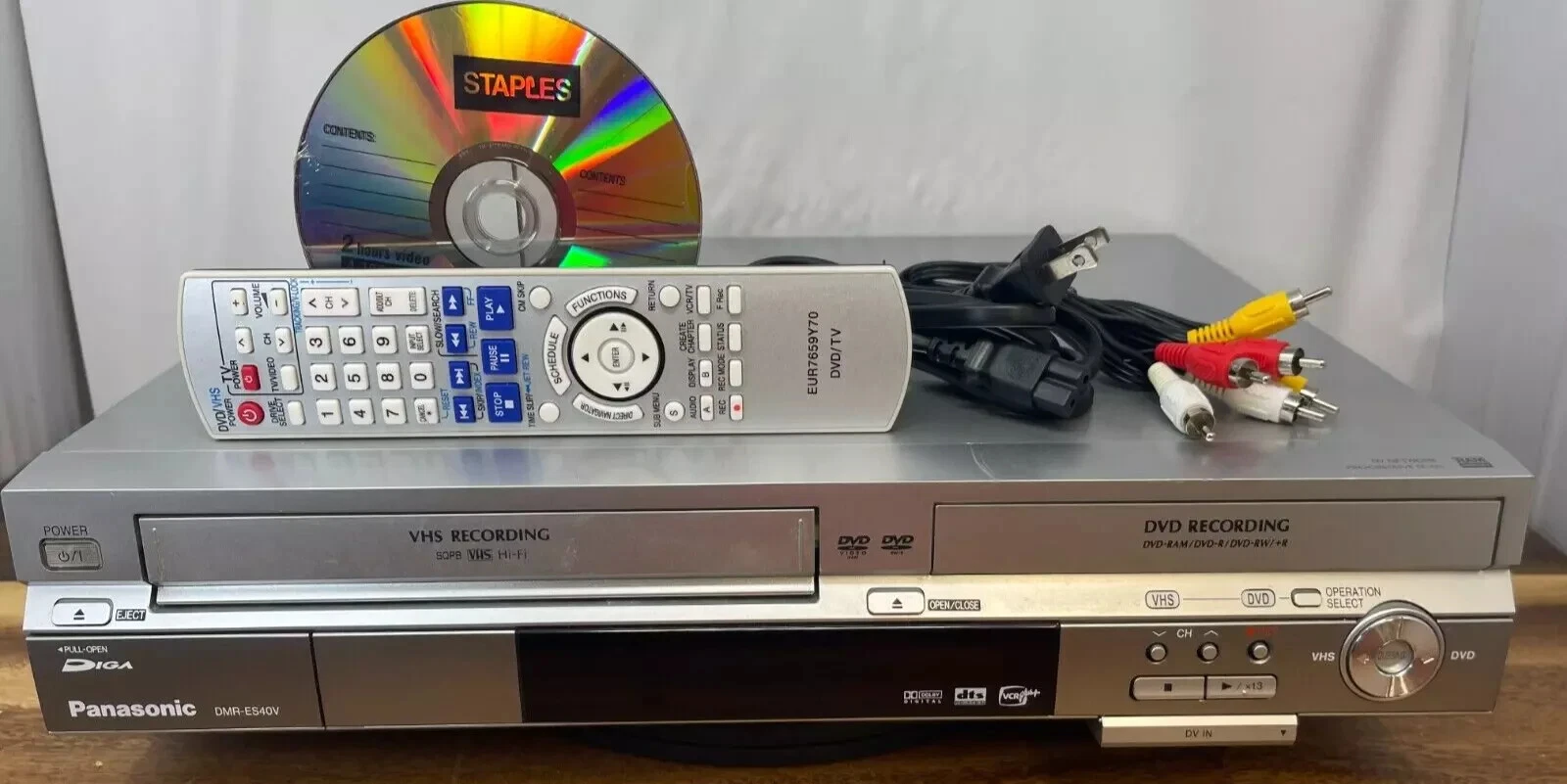 Panasonic DMR-ES40V VCR / DVD Player Recorder Combo BUNDLE TESTED WORKING A+
