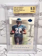 2001 Upper Deck Graded Rookie Card NFL #62 Correll Buckhalter Becketts Grade 9.5. rookie card picture