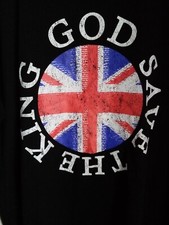 T Shirt 2XL Union Jack King Charles Black Original "GOD SAVE THE KING" Mens