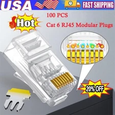 RJ45 Network Cable Modular Plug CAT5e CAT6 UTP Connector End Pass Through EZ Lot