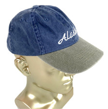 ALASKA Embroidered Blue Grey Youth Unisex Adjustable Hat Baseball Cap Denim Look