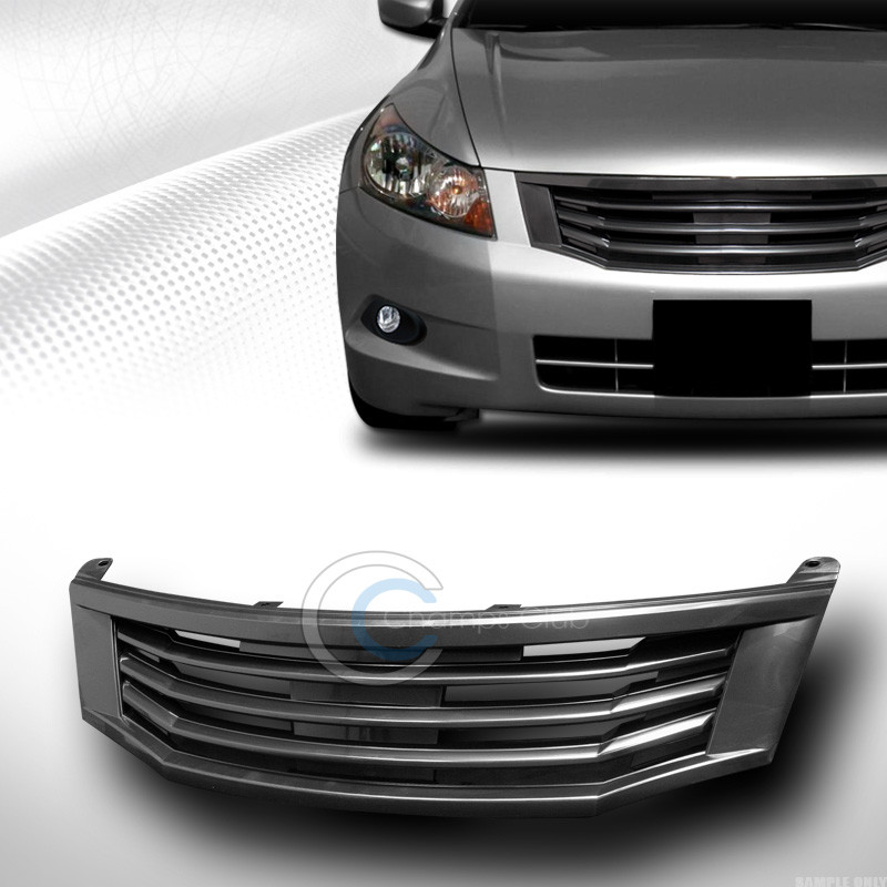 Fits 08-10 Accord Sedan Glossy Blk MU Style Front Hood Bumper Grill Grille Guard