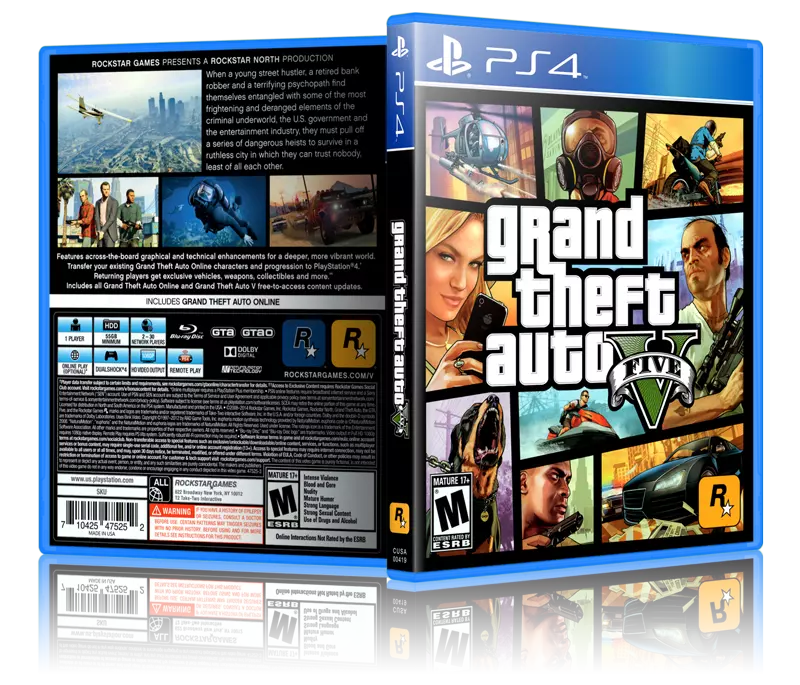 Grand Theft Auto V - Replacement PS4 Cover and Case. NO GAME!!