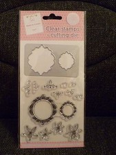 Flowers and ornaments clear stamps and die, unused, brand new.