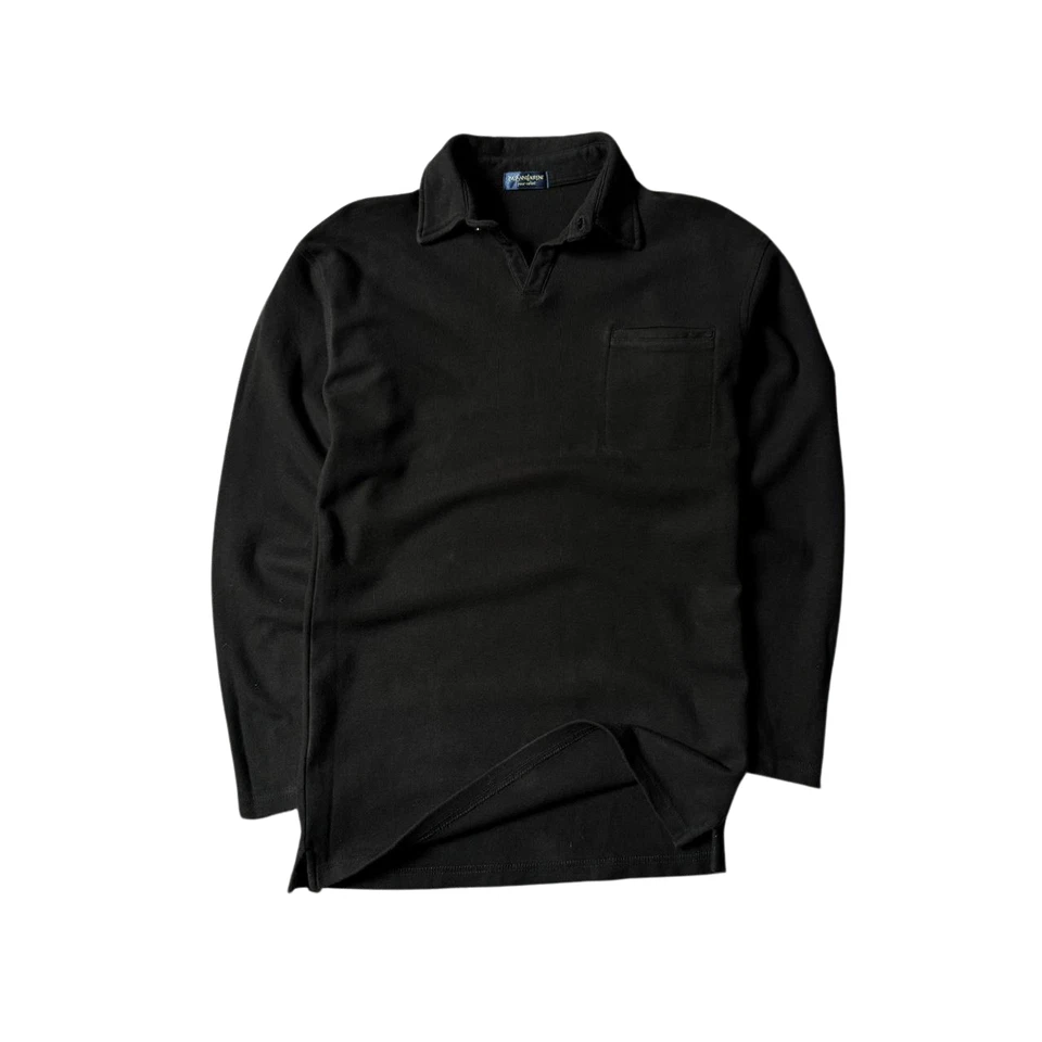 Vintage 00s YSL Yves Saint Laurent Pour Enfant Black Women's Polo Long Sleeve - Image 2 of 4