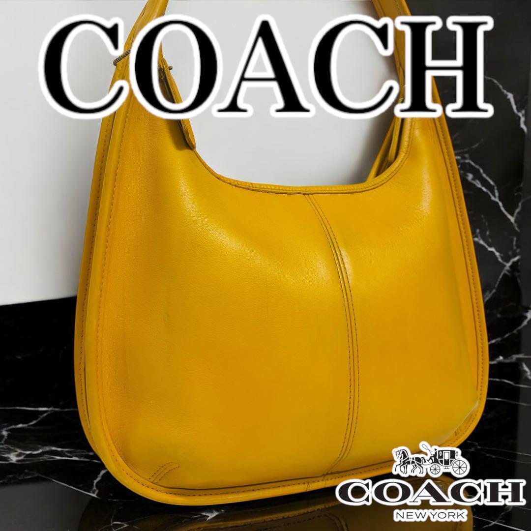 Vintage Coach Ergo 9025 Shoulder Bag Yellow Handbag Leather Vintage Coach Ergo 9025 Shoulder Bag Yellow Handbag Leather