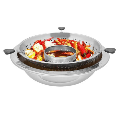 Hot Pot Heben zwei Gitter chinesischer Stil Heben Hot Pot Stahlfondue Chafing Dish - Bild 8 von 19