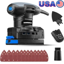 1.4A Multi-Function Detail Sander 12 Sandpapers Dust Collection Attachment New