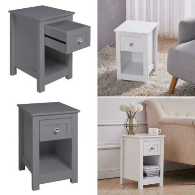 EMARKET-MALL Small Side End Table Slim Wooden Sofa Night Stand Bedside Drawer Storage Cabinet