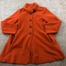 Janska Jacket Womens Small Orange Fleece Full Zip Hiking Preppy Button Front