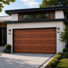 10' x 8'  Wood Finish Garage Door Fully Insulated &mdash; 5 Panels Only &mdash; Walnut Color
